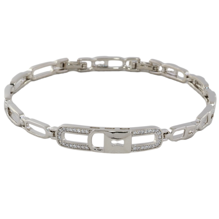 Браслет Xuping Родий Узор замочек с цирконием размер с доп. замком 17.5,19.5см х 5мм фото №20