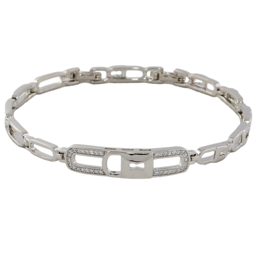 Браслет Xuping Родій «Візерунок замочок з цирконієм» розмір з доп. замком 17.5,19.5см х 5мм фото №1