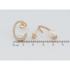 Серьги Xuping Позолота 18K пусеты Овалы с цирконием и жемчугом фото №2 Серьги Xuping Позолота 18K пусеты Овалы с цирконием и жемчугом фото №2