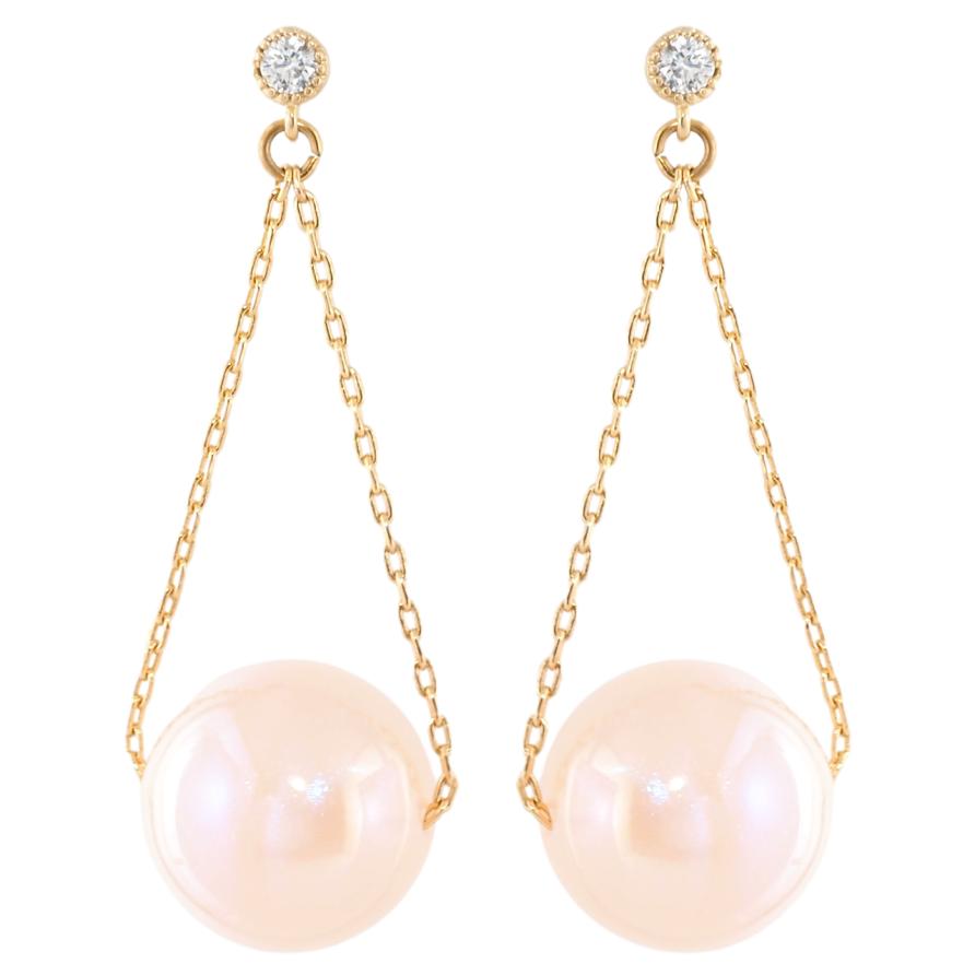 Серьги Xuping Позолота 18K пусеты Розовые шарики на цепочке фото №1