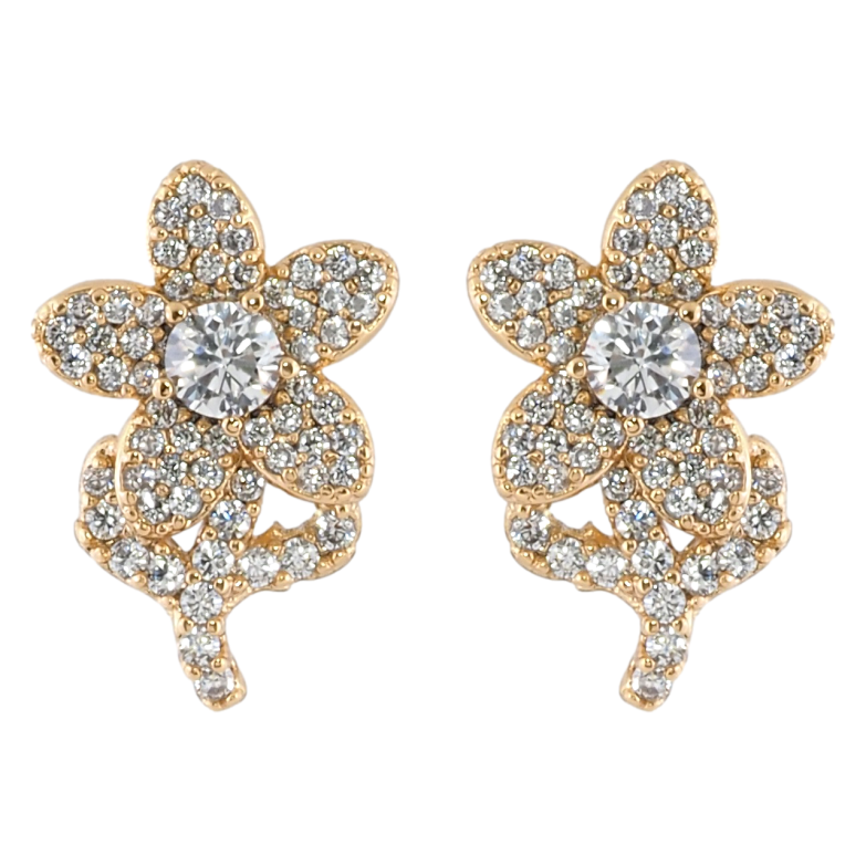 Сережки Xuping Позолота 18K пусети «Квіточки з інкрустацією цирконієм» фото №1