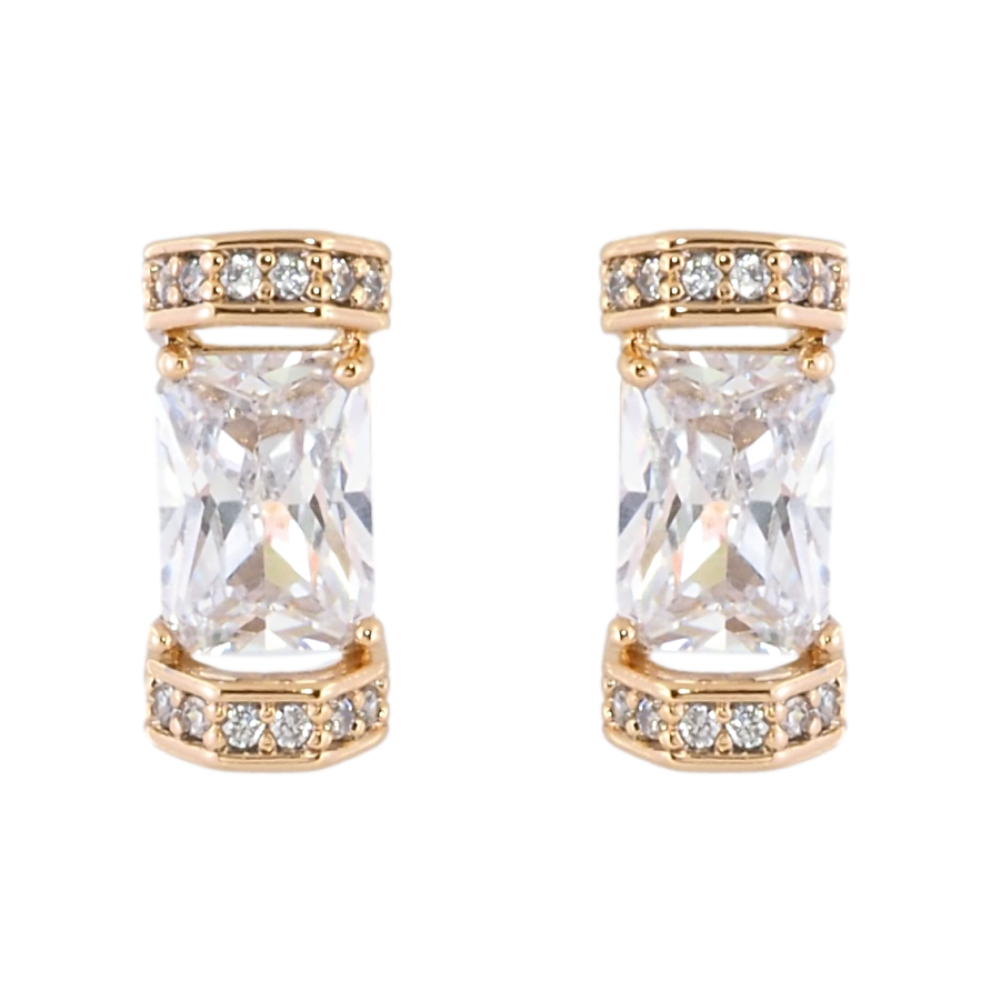 Серьги Xuping Позолота 18K пусеты Фианиты в оправе с цирконием фото №1 Серьги Xuping Позолота 18K пусеты Фианиты в оправе с цирконием фото №1