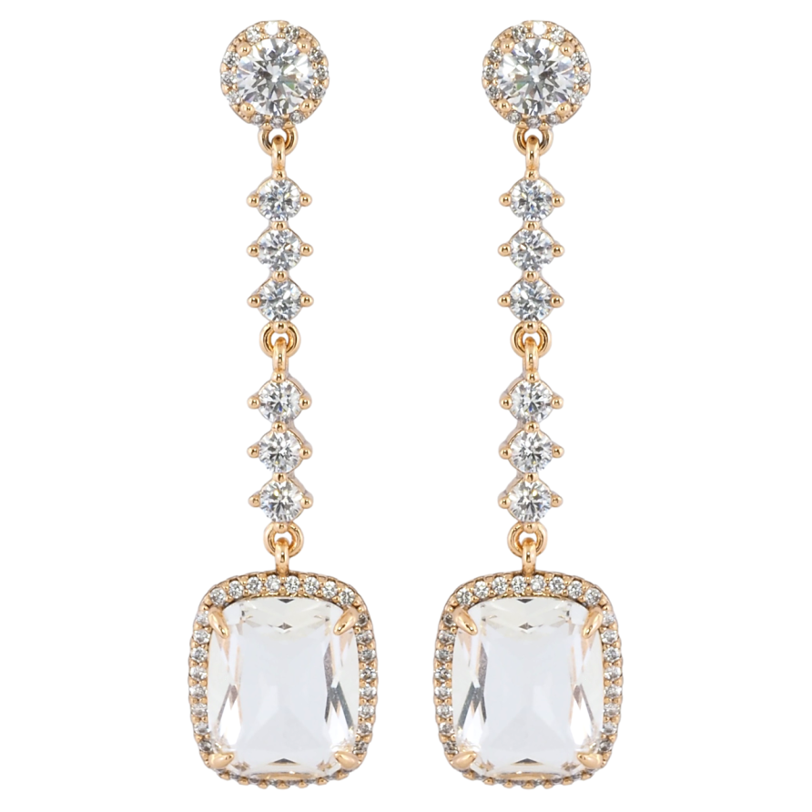 Серьги Xuping Позолота 18K пусеты Элегантные подвески с цирконием и фианитами фото №1