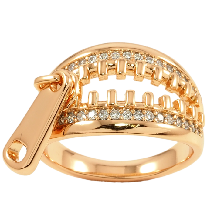 Каблучка Xuping Позолота 18K «Блискавка з бігунком» фото №3 Каблучка Xuping Позолота 18K «Блискавка з бігунком» фото №3