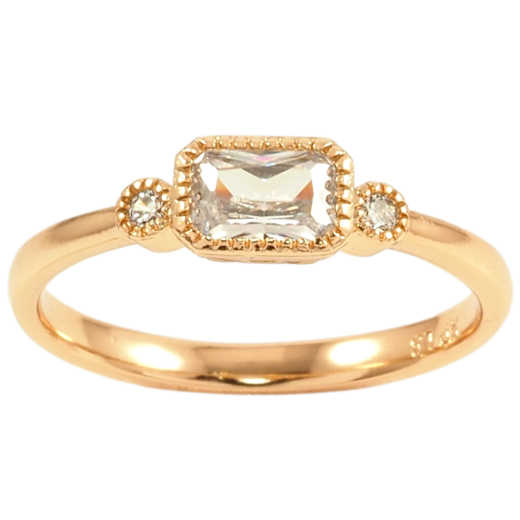 Каблучка Xuping Позолота 18K «Три кристали» фото №7