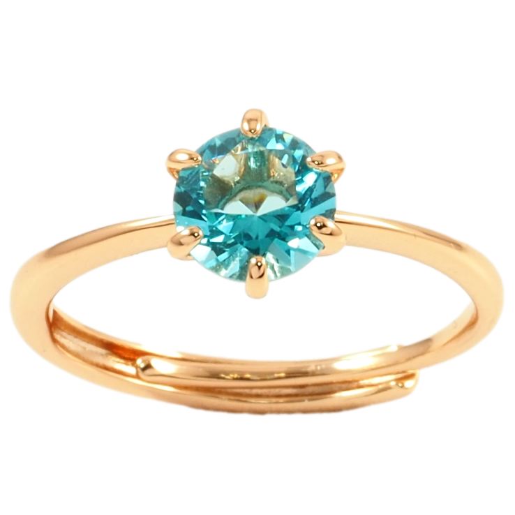 Каблучка Xuping Позолота 18K «Блакитний фіаніт, ø 6мм» фото №14