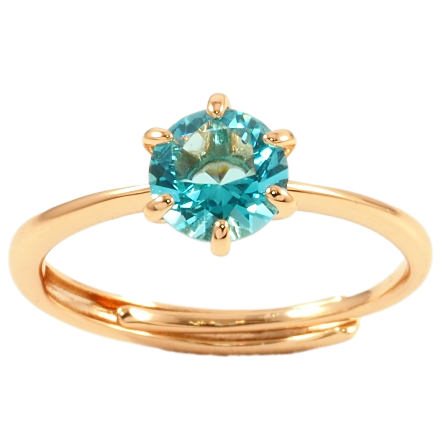 Каблучка Xuping Позолота 18K «Блакитний фіаніт, ø 6мм» фото №1