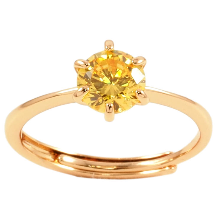 Каблучка Xuping Позолота 18K «Жовтий фіаніт, ø 6мм» фото №11 Каблучка Xuping Позолота 18K «Жовтий фіаніт, ø 6мм» фото №11