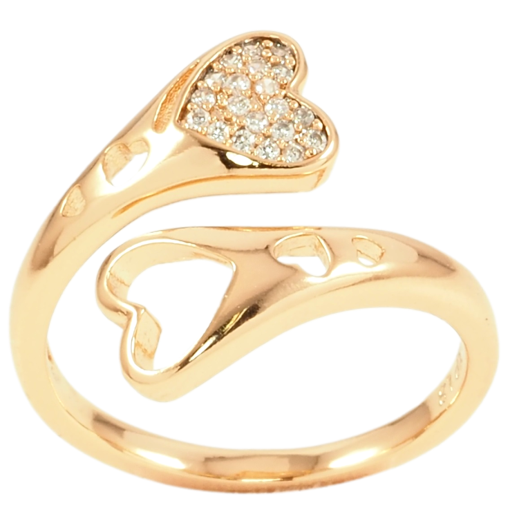 Каблучка Xuping Позолота 18K «Сердечка з цирконієм» фото №22