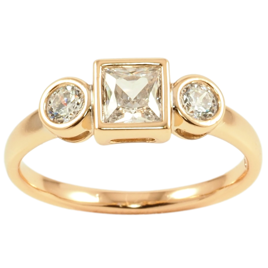 Кольцо Xuping Позолота 18K Три кристалла фото №1