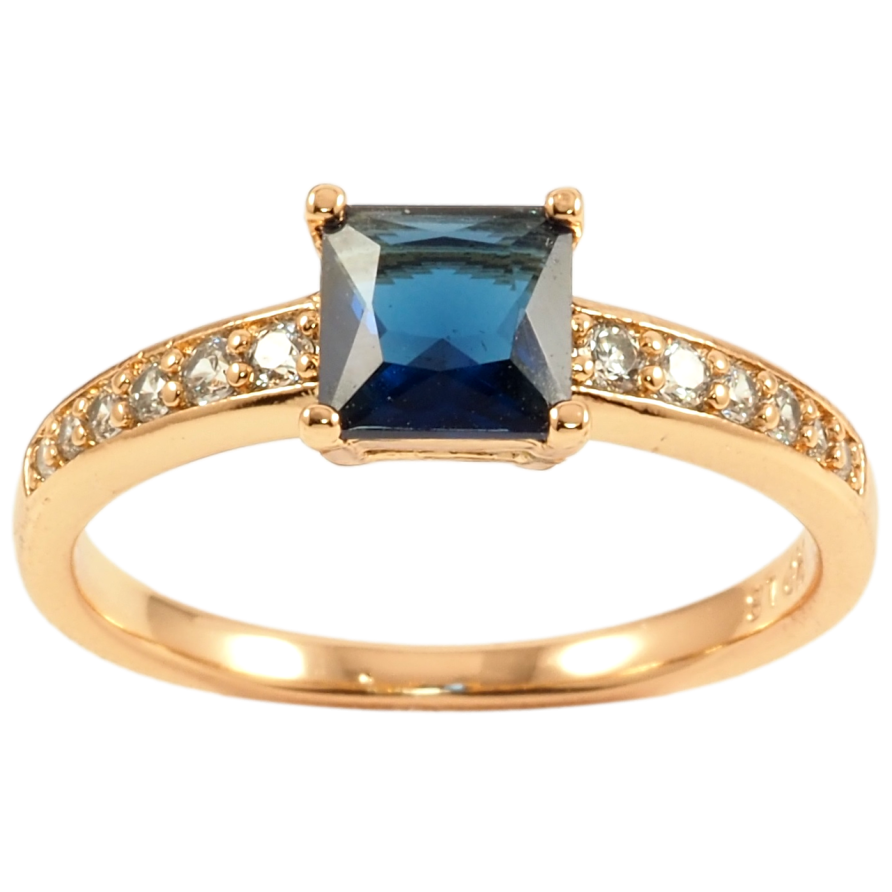 Кольцо Xuping Позолота 18K Синий фианит на дорожке циркония фото №1