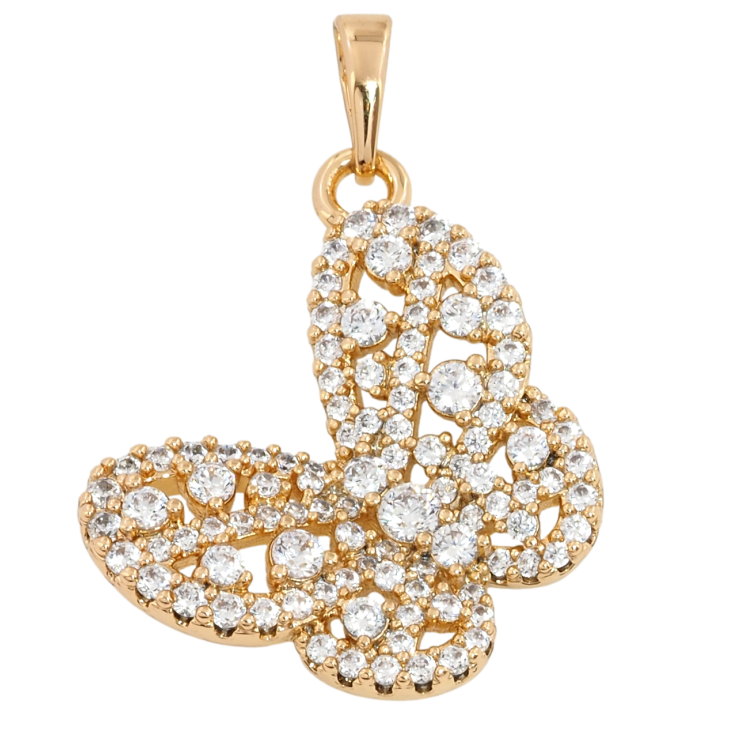 Кулон Xuping Позолота 18K Бабочка с инкрустацией цирконием для цепочки до 6мм фото №5