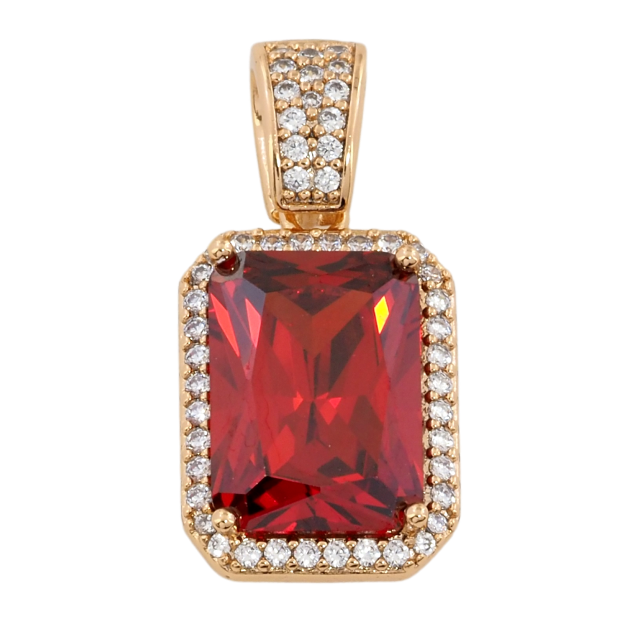 Кулон Xuping Позолота 18K Червоний фіаніт в обрамленні цирконію для ланцюжка до 6мм фото №1