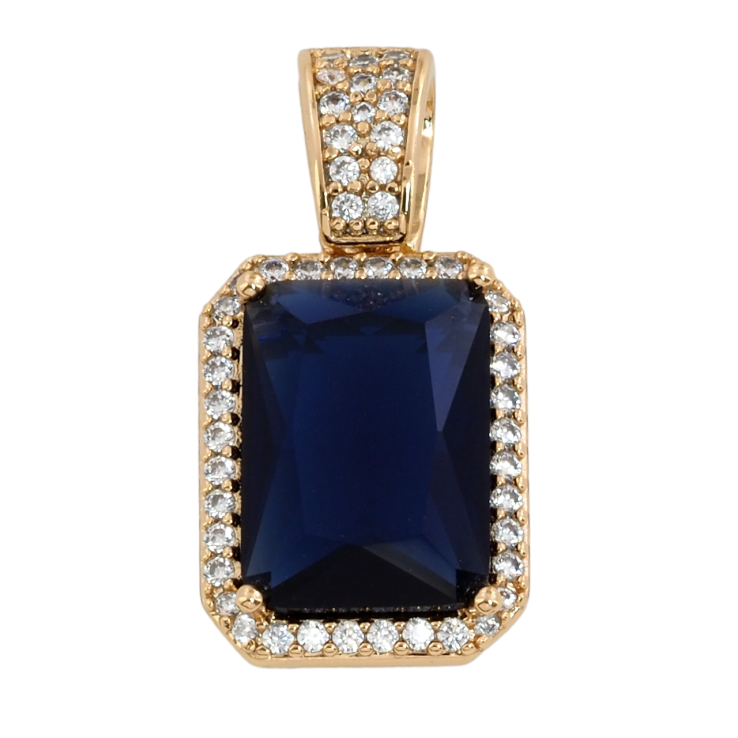 Кулон Xuping Позолота 18K Синий фианит в обрамлении циркония для цепочки до 6мм фото №22