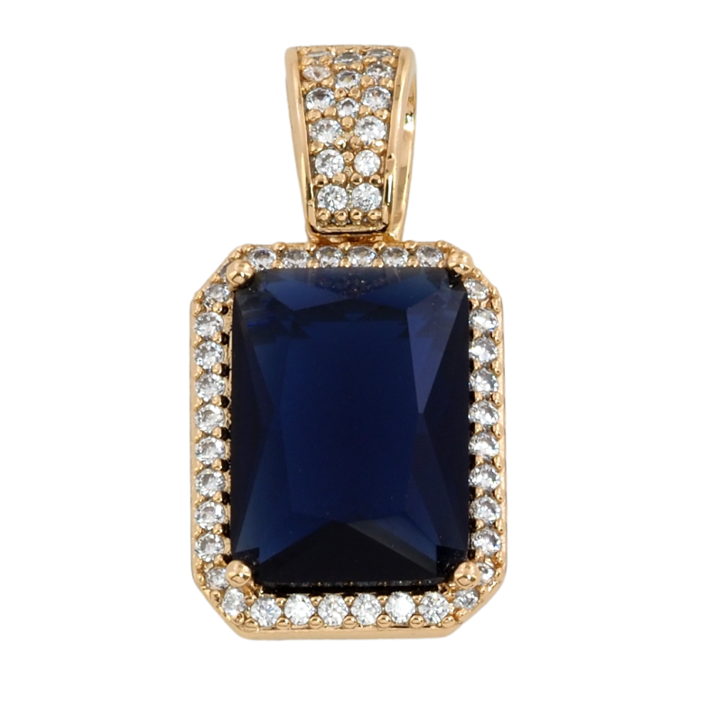 Кулон Xuping Позолота 18K Синий фианит в обрамлении циркония для цепочки до 6мм фото №1