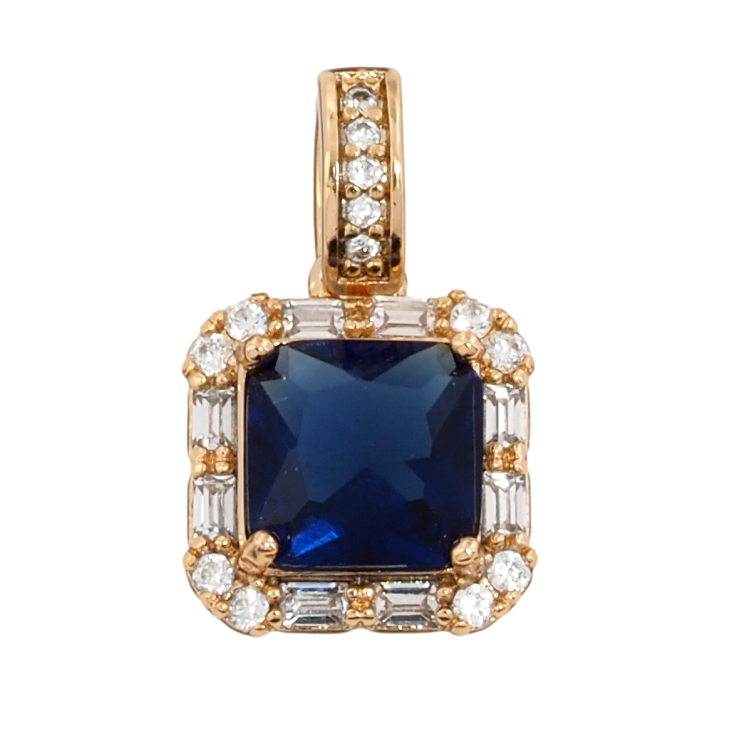 Кулон Xuping Позолота 18K Синий фианит в обрамлении циркония для цепочки до 4мм фото №14