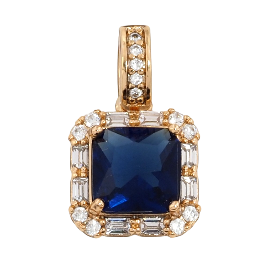 Кулон Xuping Позолота 18K Синий фианит в обрамлении циркония для цепочки до 4мм фото №1