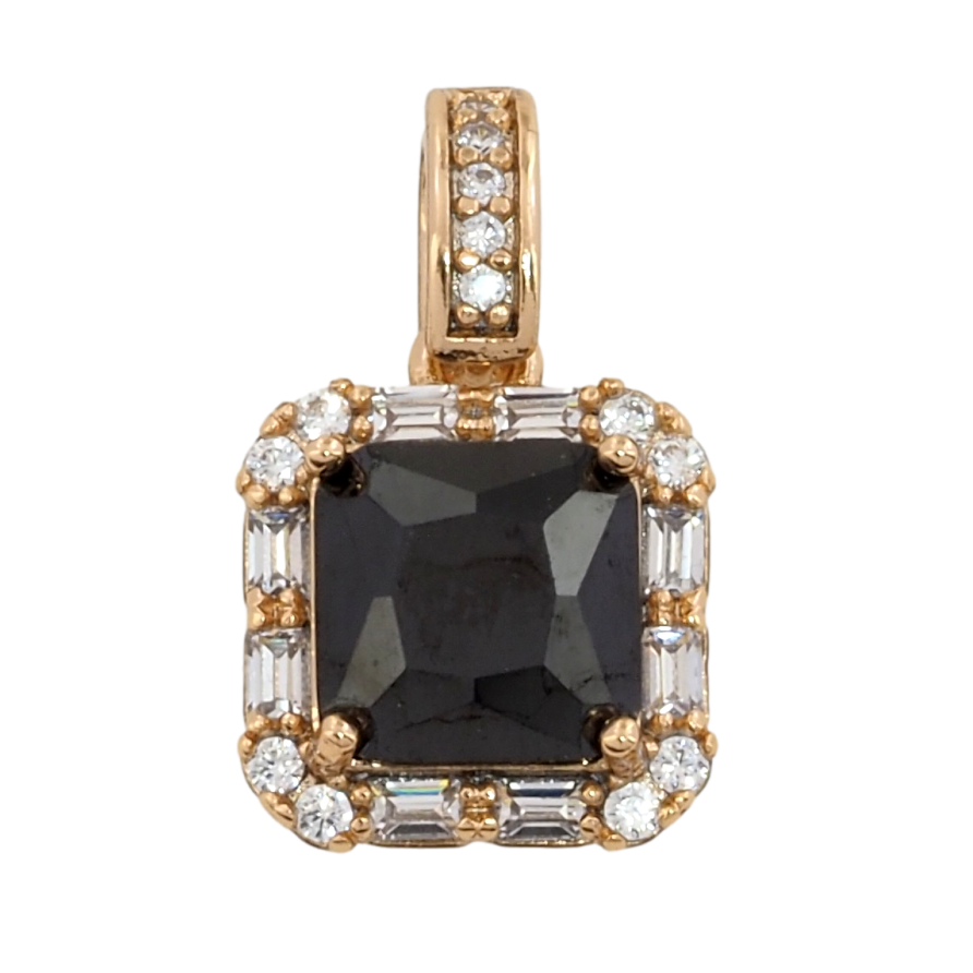 Кулон Xuping Позолота 18K Черный фианит в обрамлении циркония для цепочки до 4мм фото №1