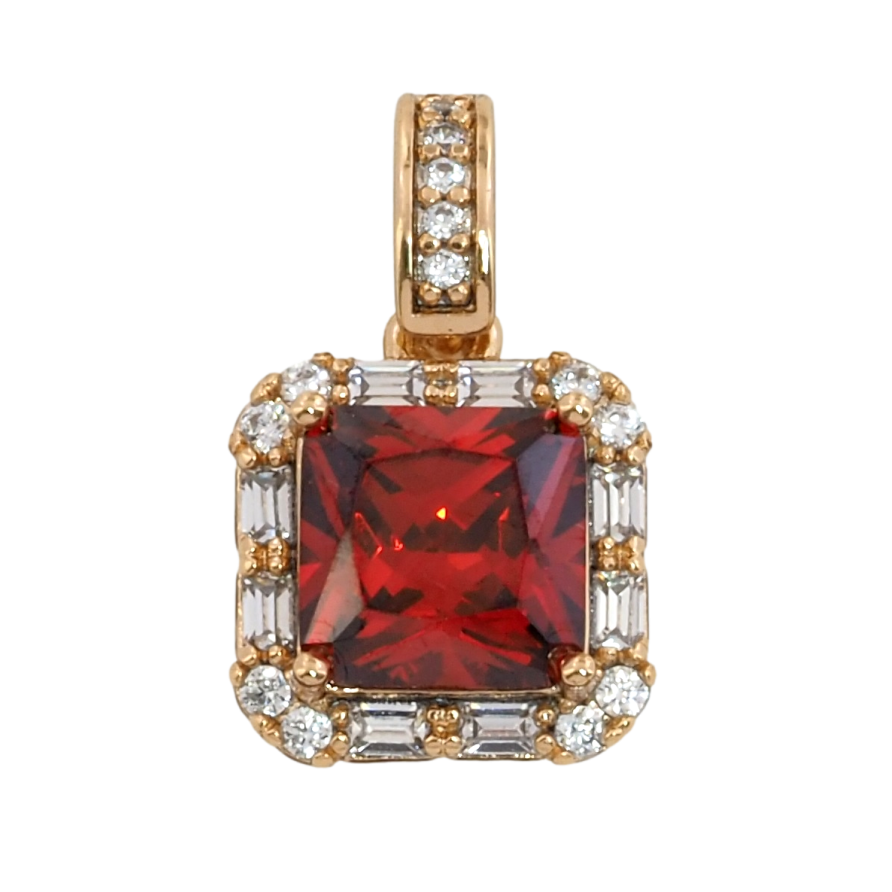 Кулон Xuping Позолота 18K Червоний фіаніт в обрамленні цирконію для ланцюжка до 4мм фото №1