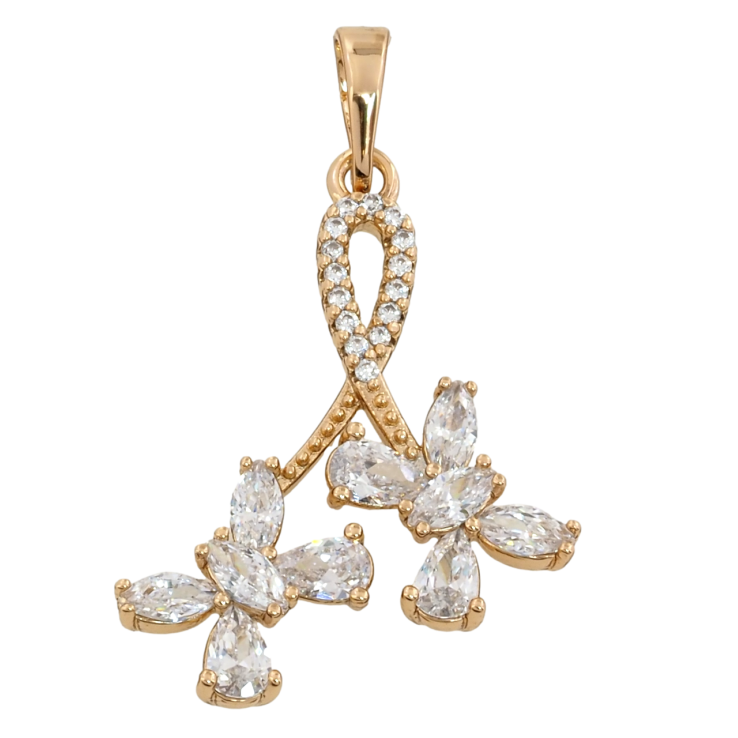 Кулон Xuping Позолота 18K Петелька с бабочками из фианитов для цепочки до 6мм фото №7