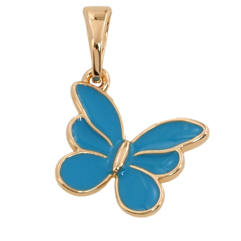 Кулон Xuping Позолота 18K Метелик з блакитною емаллю для ланцюжка до 5мм фото №3