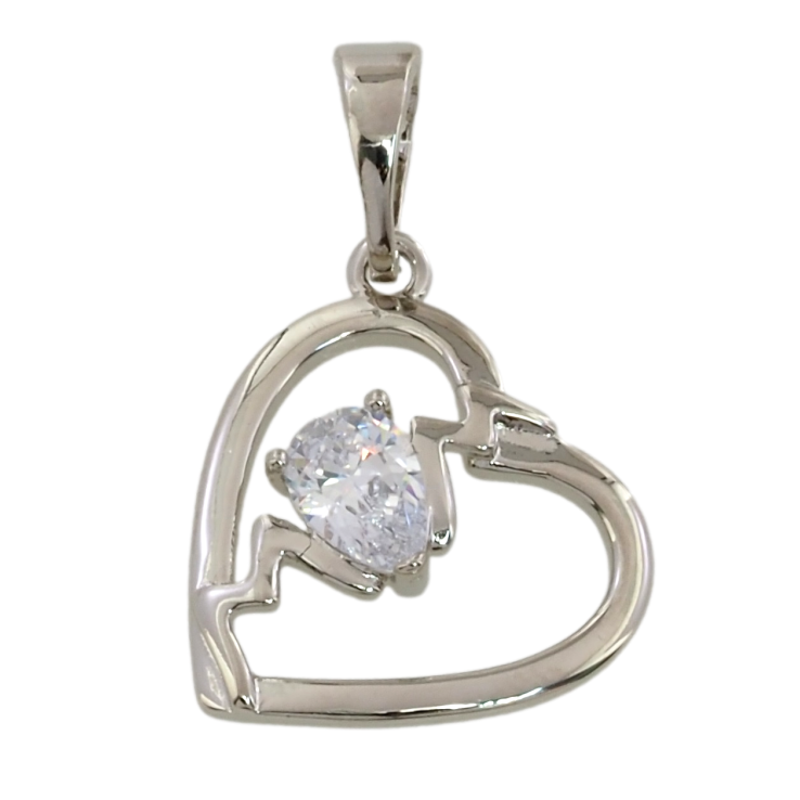 Кулон Xuping Родий Сердечко с фианитом для цепочки до 5мм фото №14