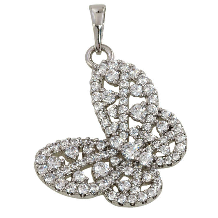 Кулон Xuping Родий Бабочка с инкрустацией цирконием для цепочки до 6мм фото №25