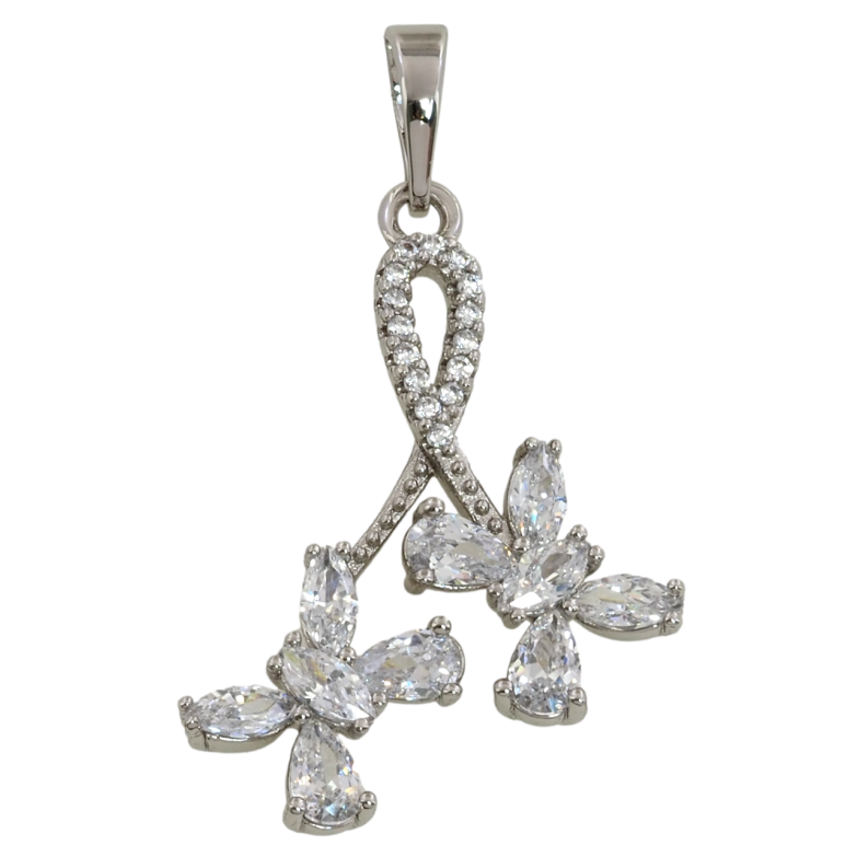 Кулон Xuping Родий Петелька с кристальными бабочками для цепочки до 6мм фото №1 Кулон Xuping Родий Петелька с кристальными бабочками для цепочки до 6мм фото №1