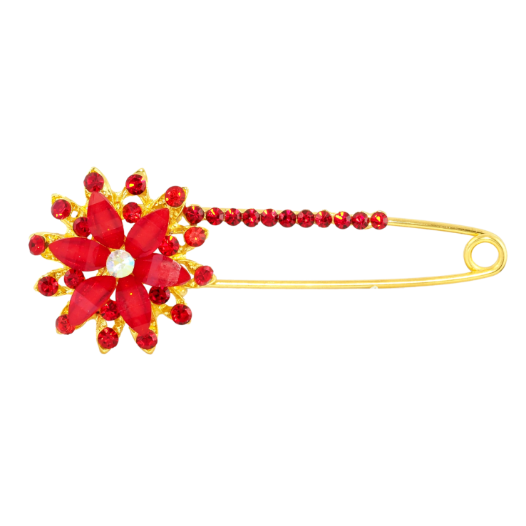 Брошь-булавка Цветок с красными стразами фото №10 Брошь-булавка Цветок с красными стразами фото №10