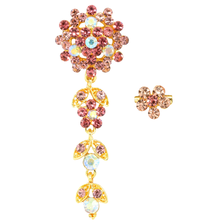 Броши Цветочные подвески с розовыми стразами фото №14 Броши Цветочные подвески с розовыми стразами фото №14