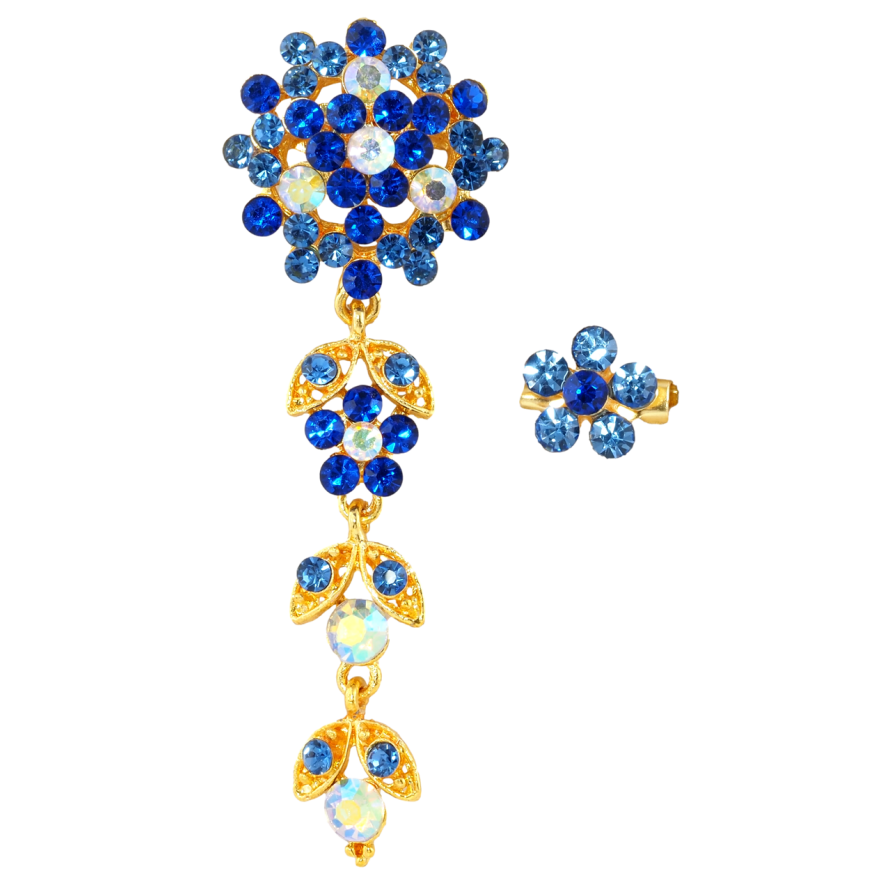 Брошки Квіткові підвіски з синіми стразами фото №1 Брошки Квіткові підвіски з синіми стразами фото №1