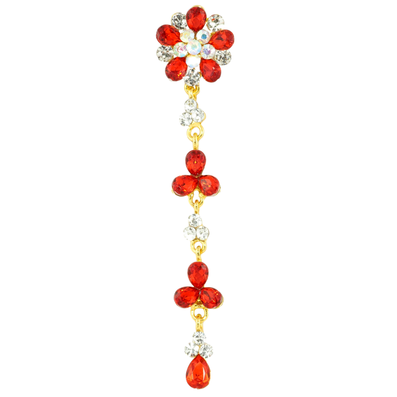 Брошь Цветочная подвеска с красными стразами фото №1 Брошь Цветочная подвеска с красными стразами фото №1