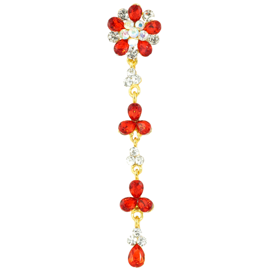 Брошь Цветочная подвеска с красными стразами фото №1 Брошь Цветочная подвеска с красными стразами фото №1