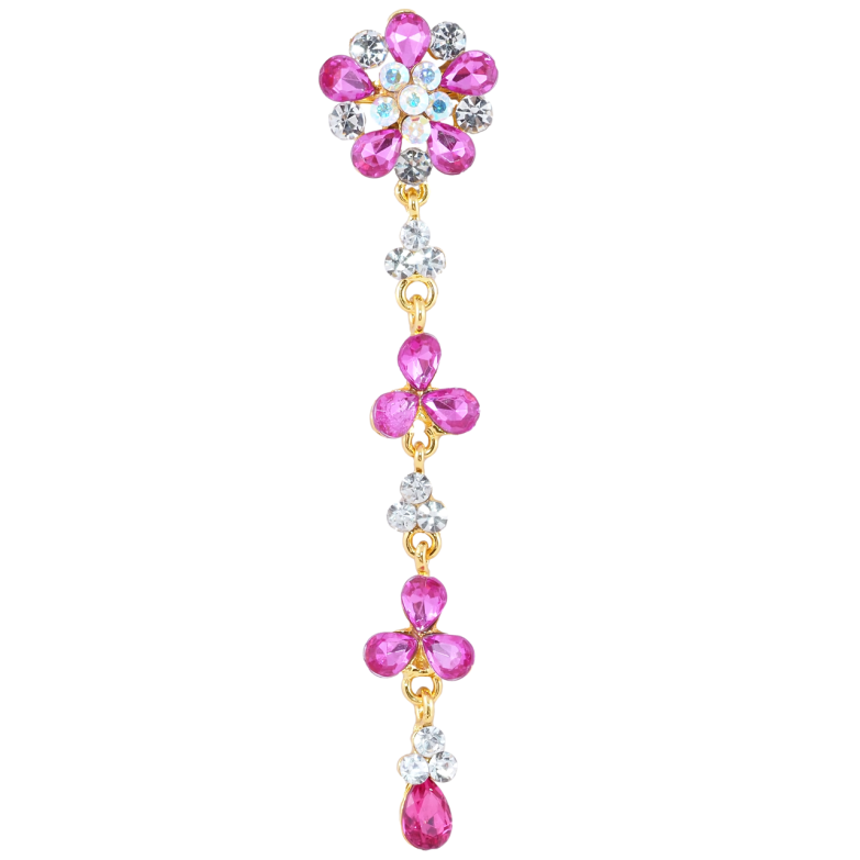 Брошка Квіткова підвіска з рожевими стразами фото №1 Брошка Квіткова підвіска з рожевими стразами фото №1