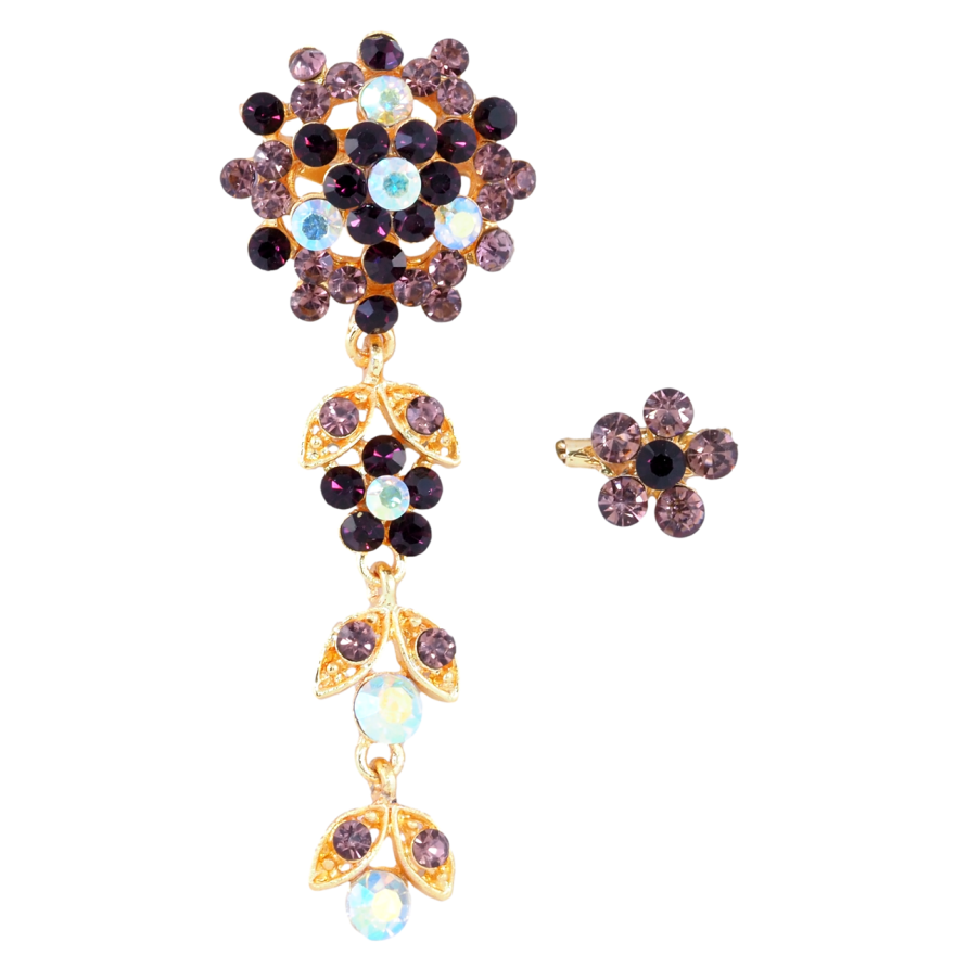 Брошки Дві квіточки з бордовими стразами фото №1 Брошки Дві квіточки з бордовими стразами фото №1