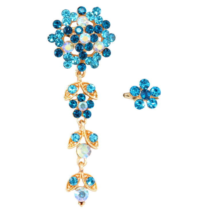 Брошки Дві квіточки з бірюзовими стразами фото №21 Брошки Дві квіточки з бірюзовими стразами фото №21