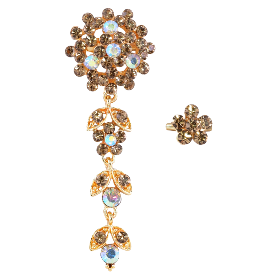 Брошки Дві квіточки з золотистими стразами фото №1 Брошки Дві квіточки з золотистими стразами фото №1