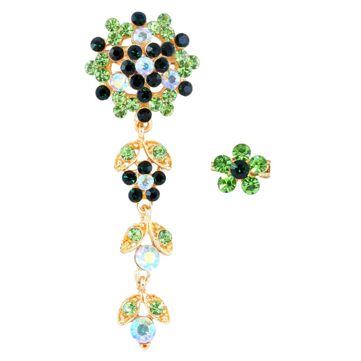 Брошки Дві квіточки з зеленими стразами фото №18 Брошки Дві квіточки з зеленими стразами фото №18