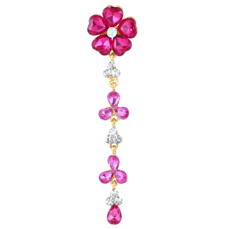 Брошь Цветочная подвеска с розовыми стразами фото №1 Брошь Цветочная подвеска с розовыми стразами фото №1