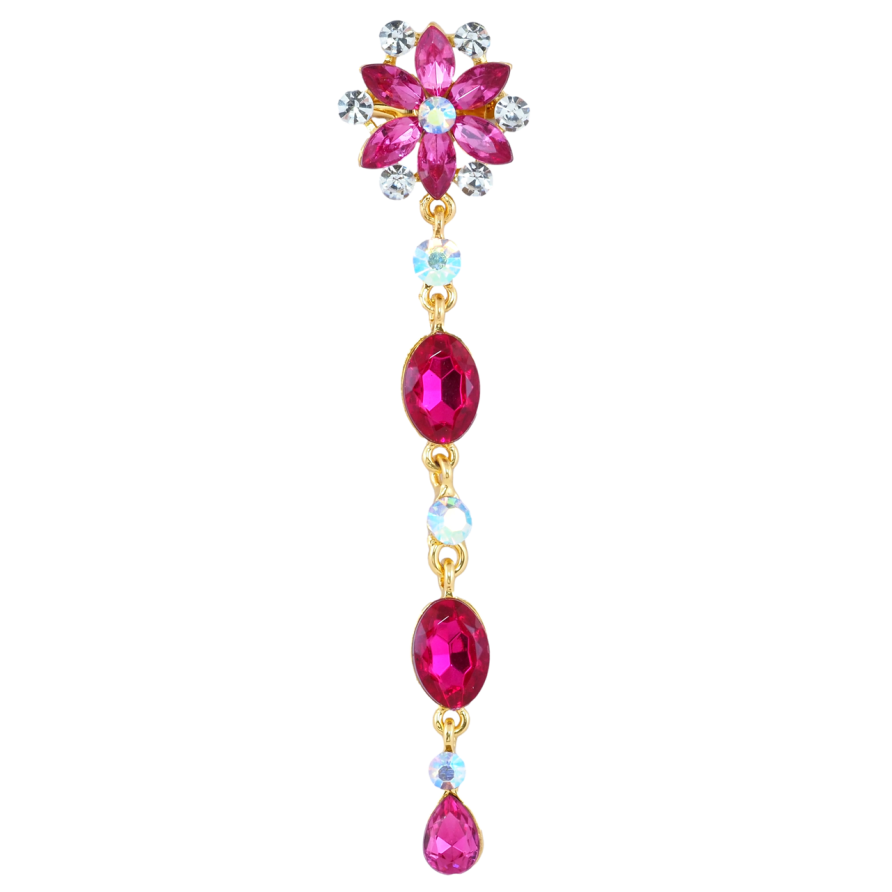 Брошь Цветочная подвеска с розовыми стразами фото №1 Брошь Цветочная подвеска с розовыми стразами фото №1