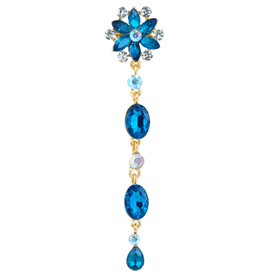 Брошь Цветочная подвеска с бирюзовыми стразами фото №1 Брошь Цветочная подвеска с бирюзовыми стразами фото №1
