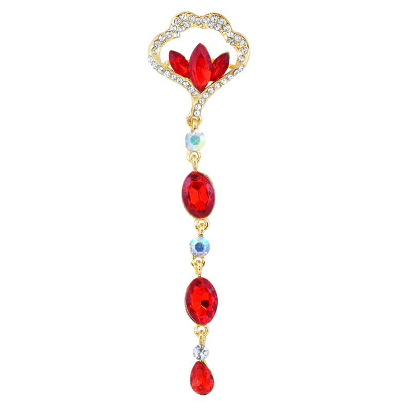 Брошь Декоративная подвеска с красными стразами фото №1