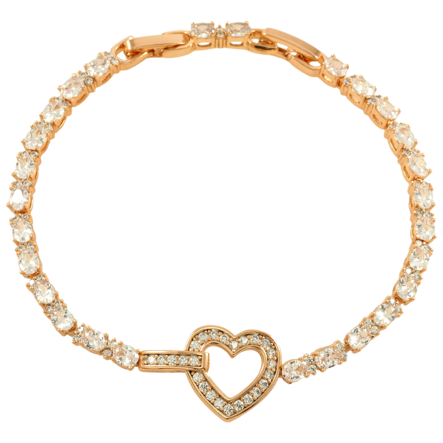Браслет Xuping Позолота 18K Кришталеве серце розмір з доп. замком 17,19.5см х 3мм фото №1