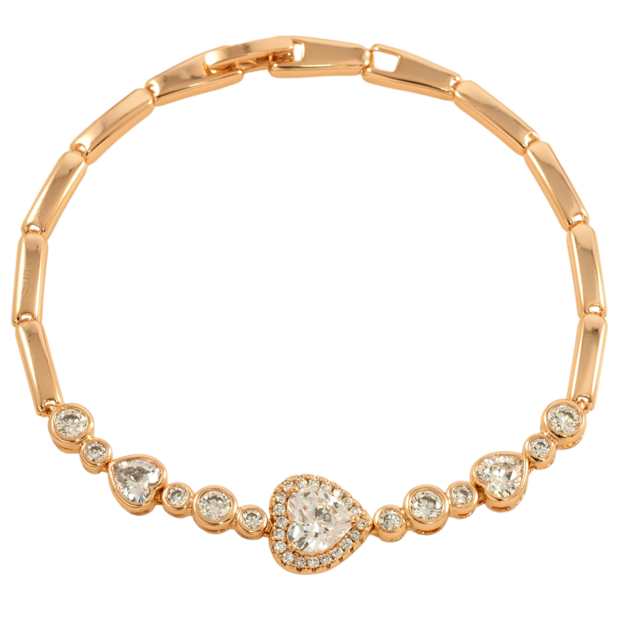 Браслет Xuping Позолота 18K Кришталеві серця розмір 19см х 3мм фото №1