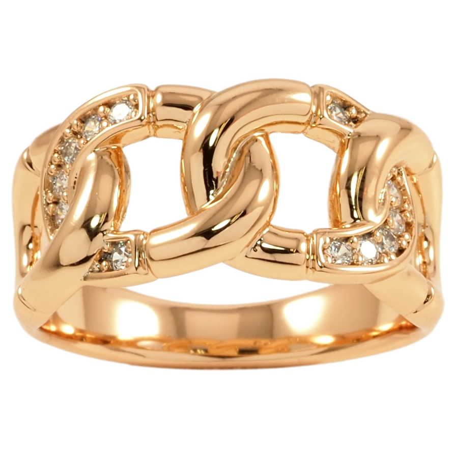 Каблучка Xuping Позолота 18K Візерунок ланцюжок з цирконієм фото №1 Каблучка Xuping Позолота 18K Візерунок ланцюжок з цирконієм фото №1