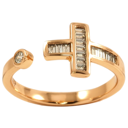 Кольцо Xuping Позолота 18K Крестик с цирконием фото №1 Кольцо Xuping Позолота 18K Крестик с цирконием фото №1