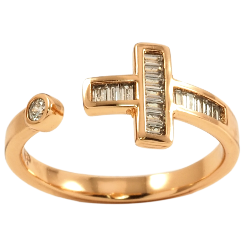 Каблучка Xuping Позолота 18K Хрестик з цирконієм фото №1