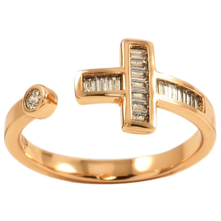 Каблучка Xuping Позолота 18K Хрестик з цирконієм фото №1