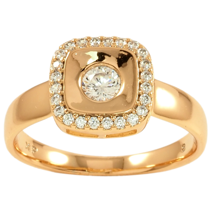 Каблучка Xuping Позолота 18K Квадратний купол з цирконієм фото №21