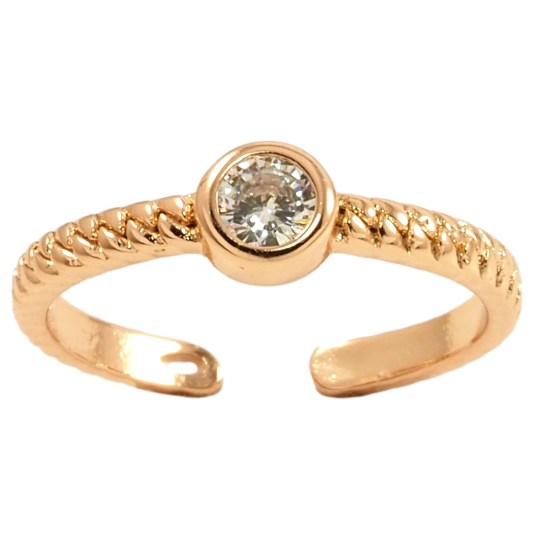 Кольцо Xuping Позолота 18K Узор косичка с фианитом фото №1